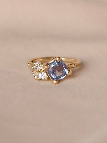 Denim blue sapphire engagement ring