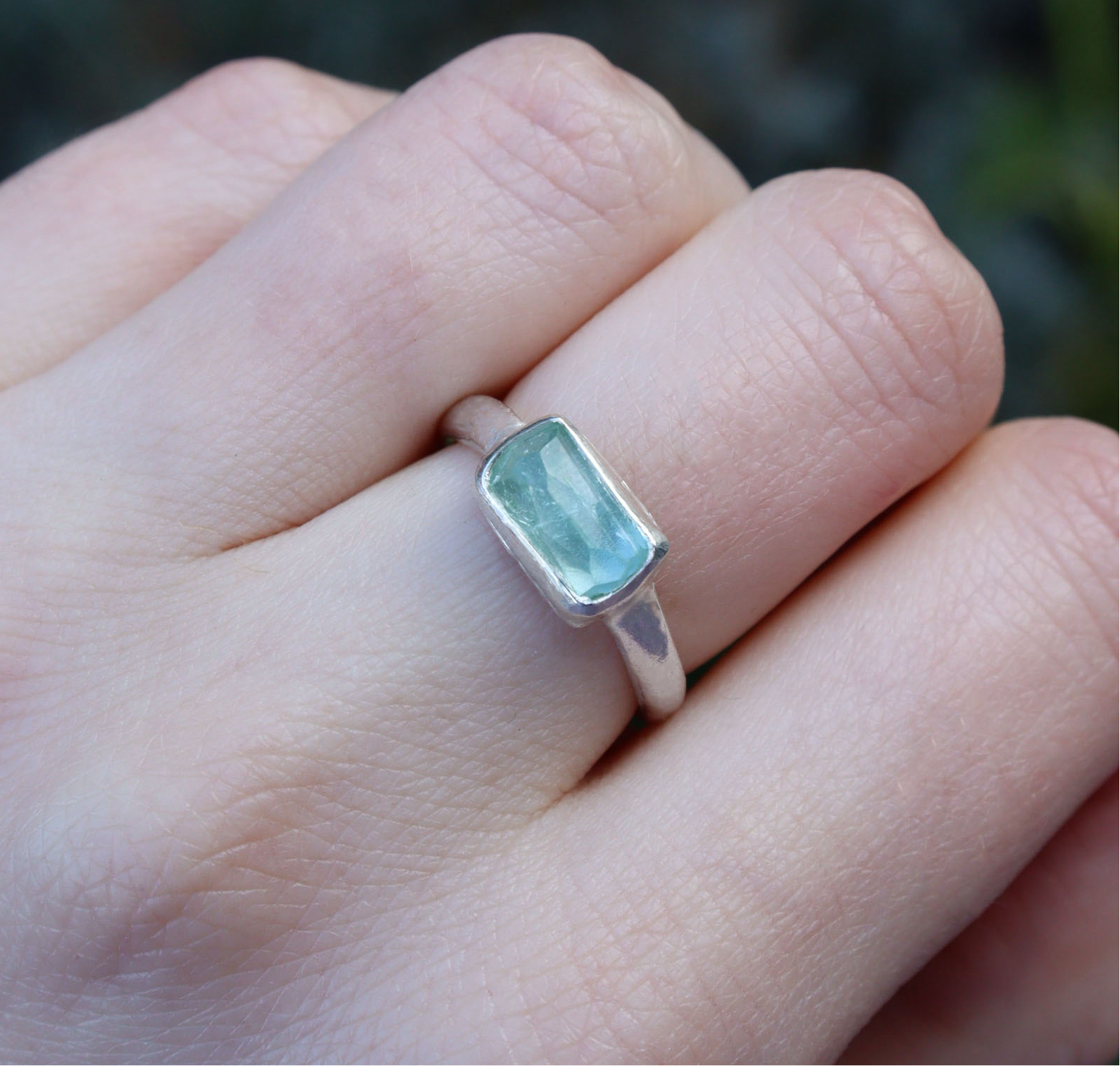 Mint green Tourmaline ring