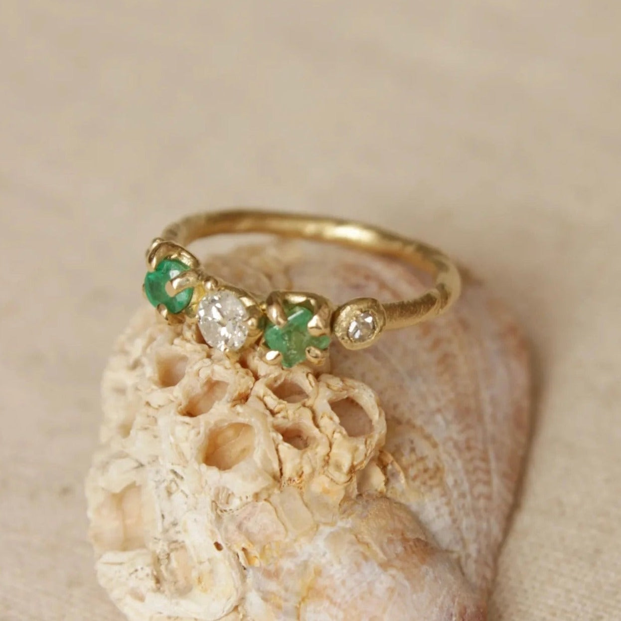 Emerald and Diamond alternative engagement ring