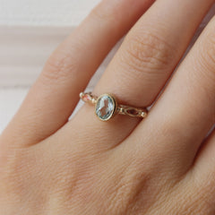 9ct gold Aquamarine and Sapphire engagement ring