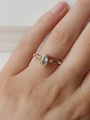 9ct gold Aquamarine and Sapphire engagement ring