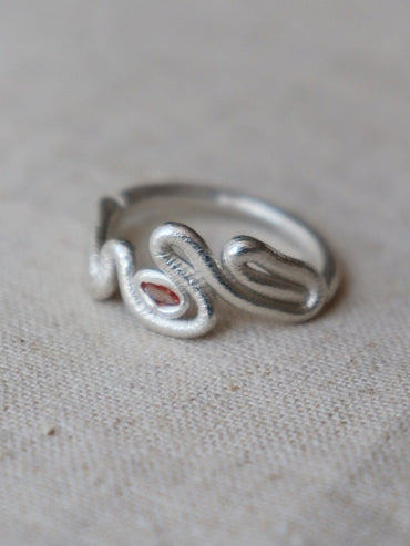 Twisted silver ring with Pink Sapphire