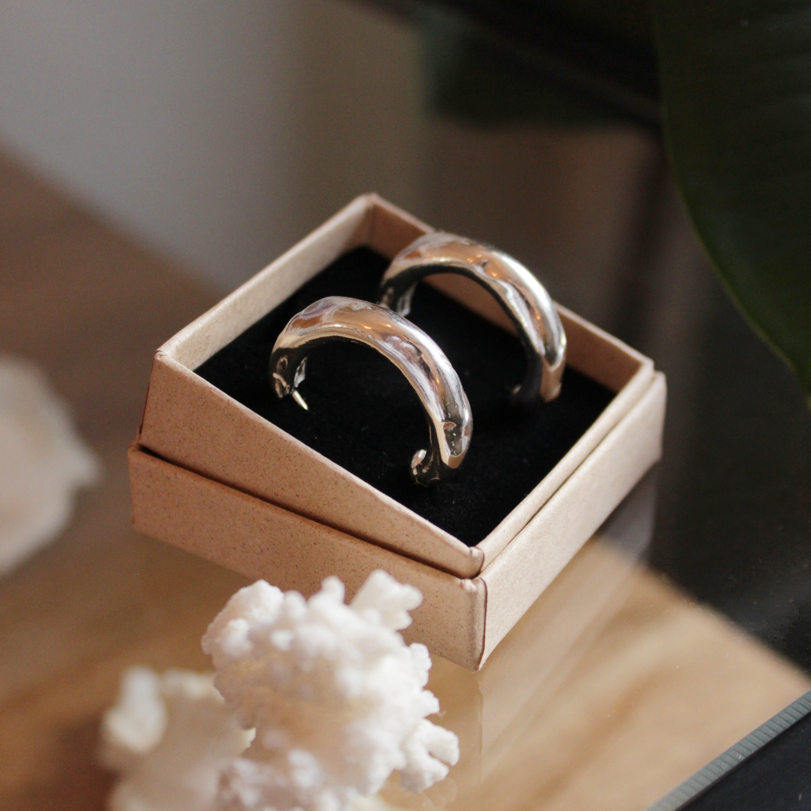 The Esme hoops feature a gorgeous organic texture inspired by the best selling Molten Collection. Esme means 