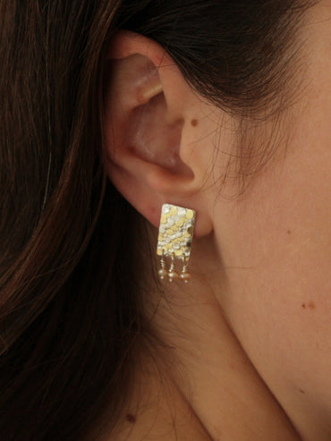 Siren silver and gold pearl studs