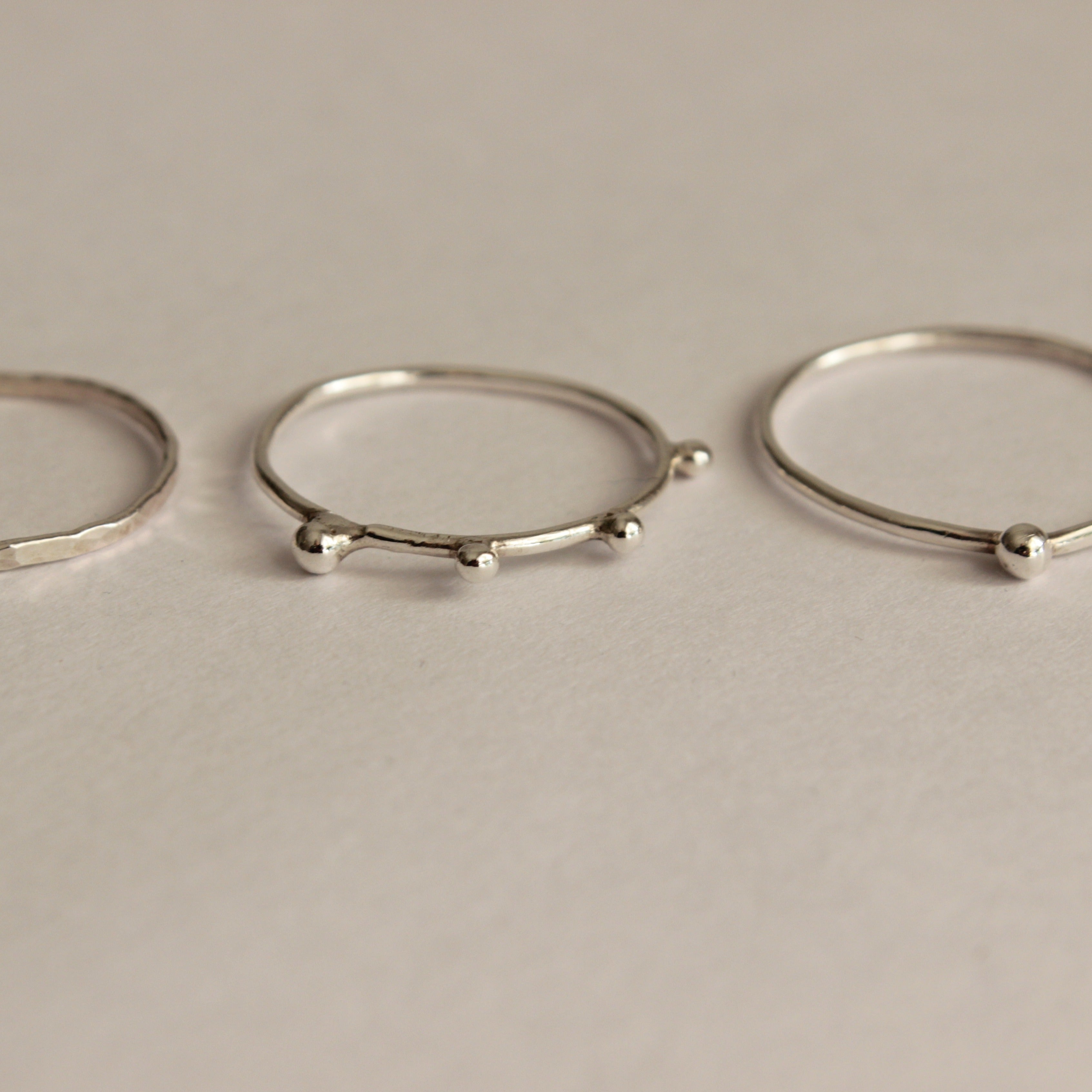 The delicate sterling silver stacking rings by Bournemouth based, Josie Mitchell Jewellery. Wear the stacker rings individually, or mix and match to create your own unique style. Hand crafted using recycled sterling silver for a timeless addition to your jewellery collection.